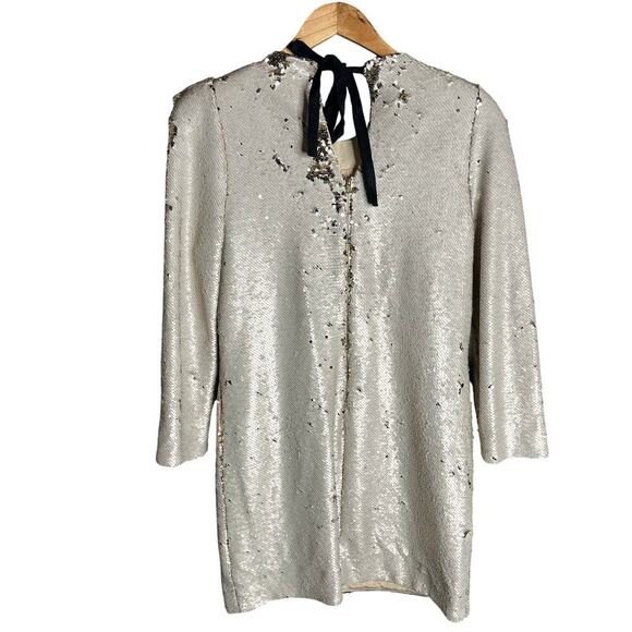 Heidi Merrick Sequin Mini Dress Cream Size M - Picture 2 of 3
